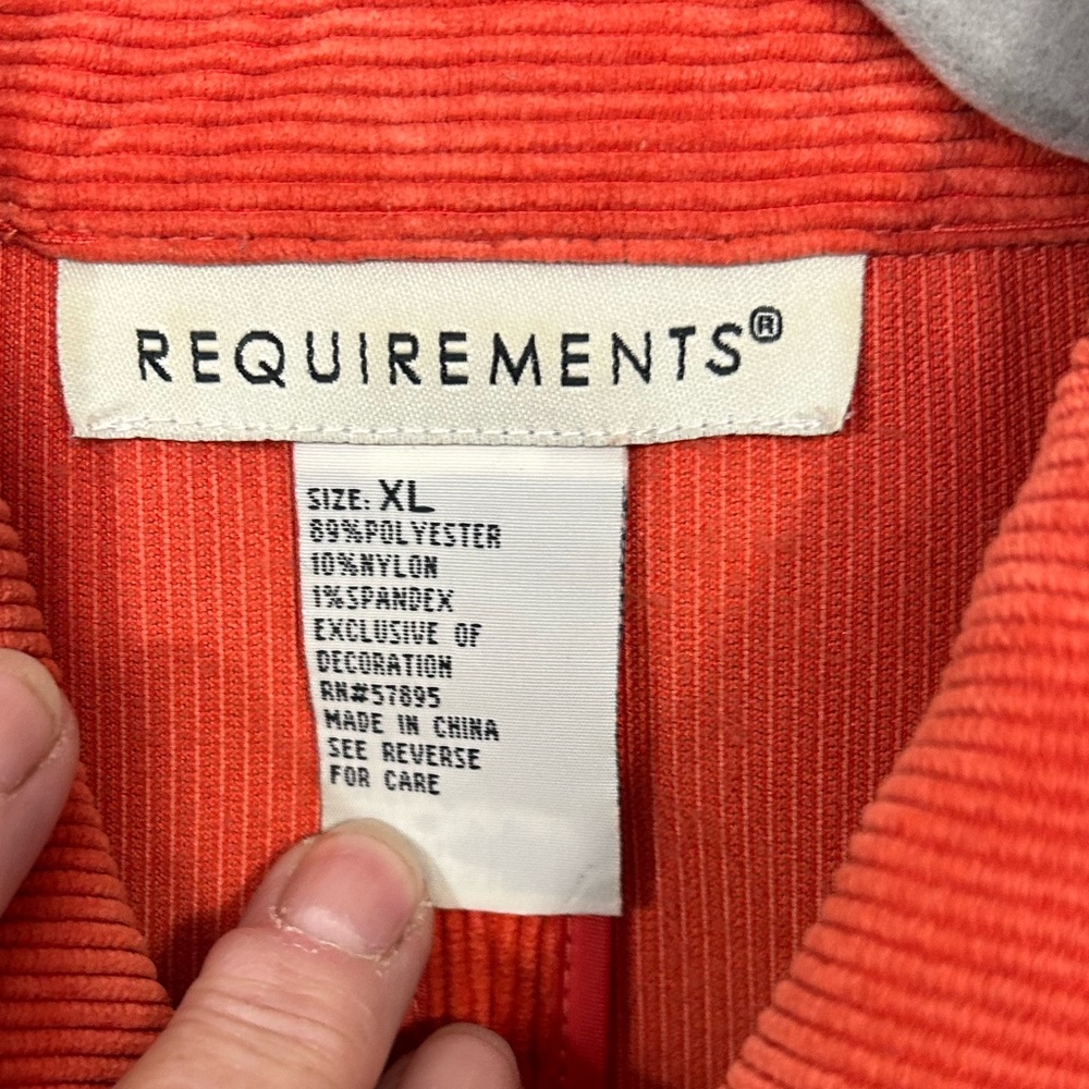Requirements Blazer Womens XL Bright Orange Corduroy Long Sleeve Jacket Bold - Picture 11 of 11
